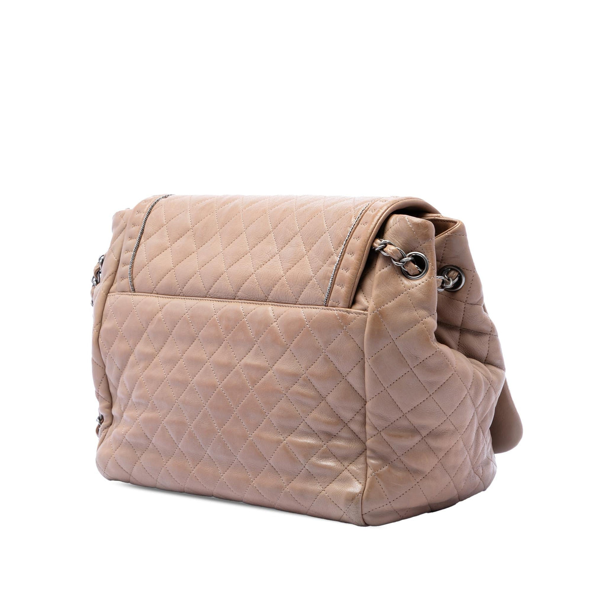 Chanel Large Quilted Calfskin Istanbul Accordion Flap Shoulder Bag - Beige