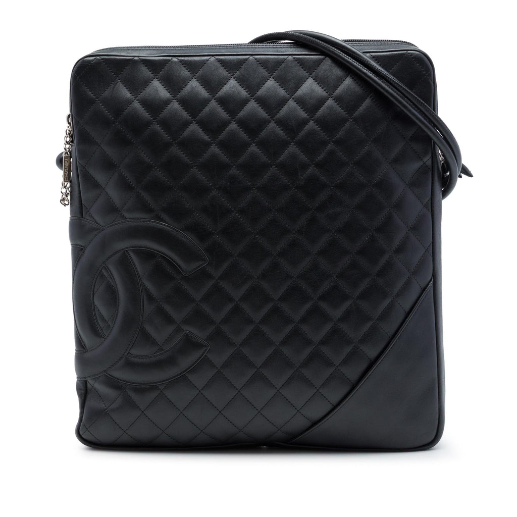 Chanel Large Quilted Lambskin Cambon Ligne Crossbody Bag - Black