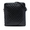 Chanel Large Quilted Lambskin Cambon Ligne Crossbody Bag - Black