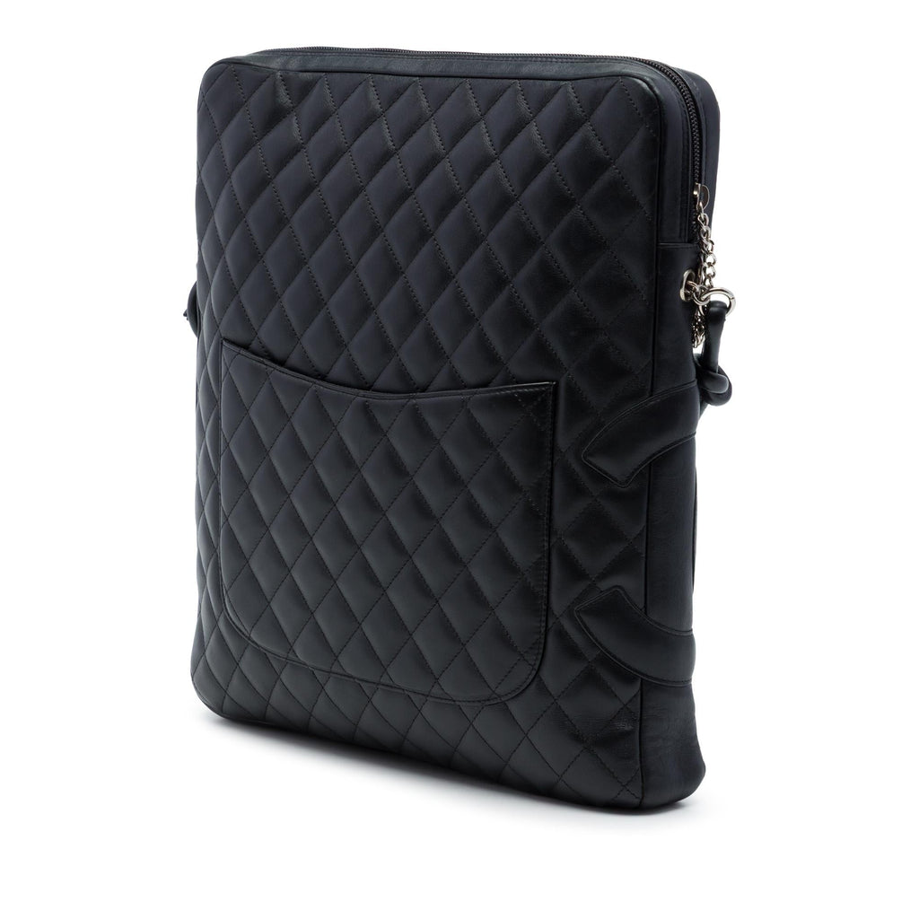 Chanel Large Quilted Lambskin Cambon Ligne Crossbody Bag - Black