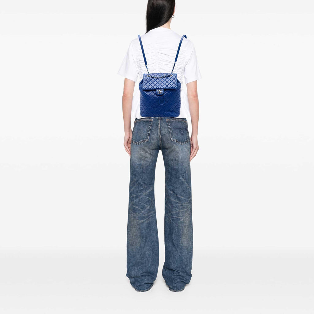 Chanel Large Quilted Lambskin Urban Spirit Backpack - Blue