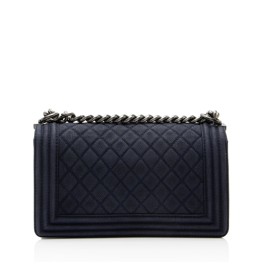 Chanel Matte Caviar Old Medium Boy Bag - Blue