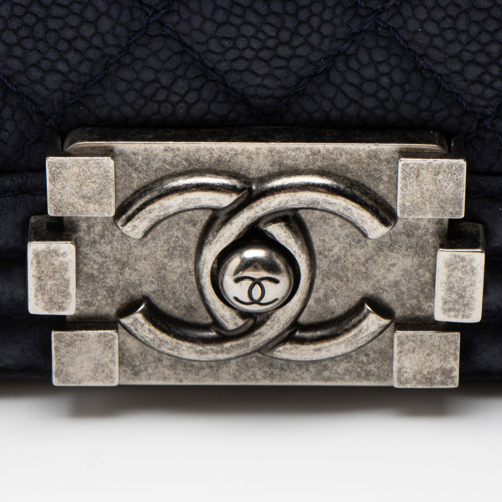 Chanel Matte Caviar Old Medium Boy Bag - Blue