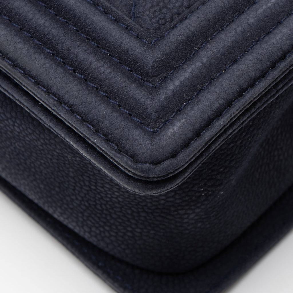 Chanel Matte Caviar Old Medium Boy Bag - Blue