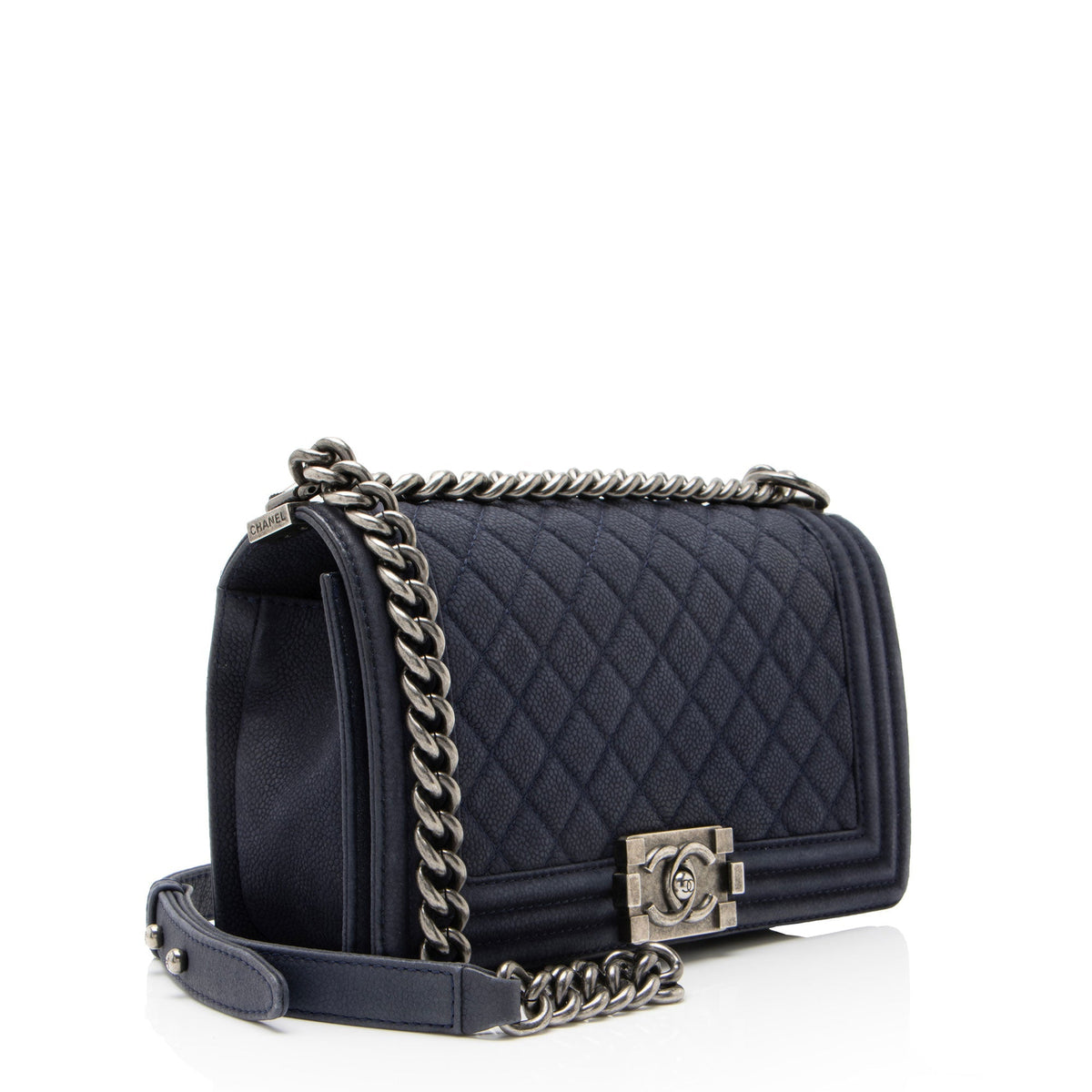 Chanel Matte Caviar Old Medium Boy Bag - Blue
