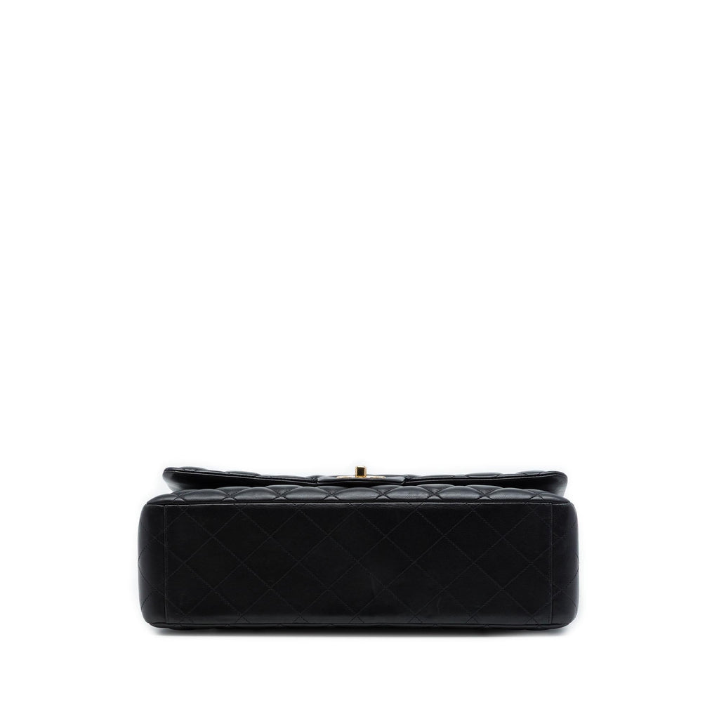Chanel Maxi Classic Lambskin Double Flap Shoulder Bag - Black
