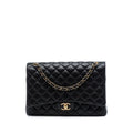 Chanel Maxi Classic Lambskin Double Flap Shoulder Bag - Black