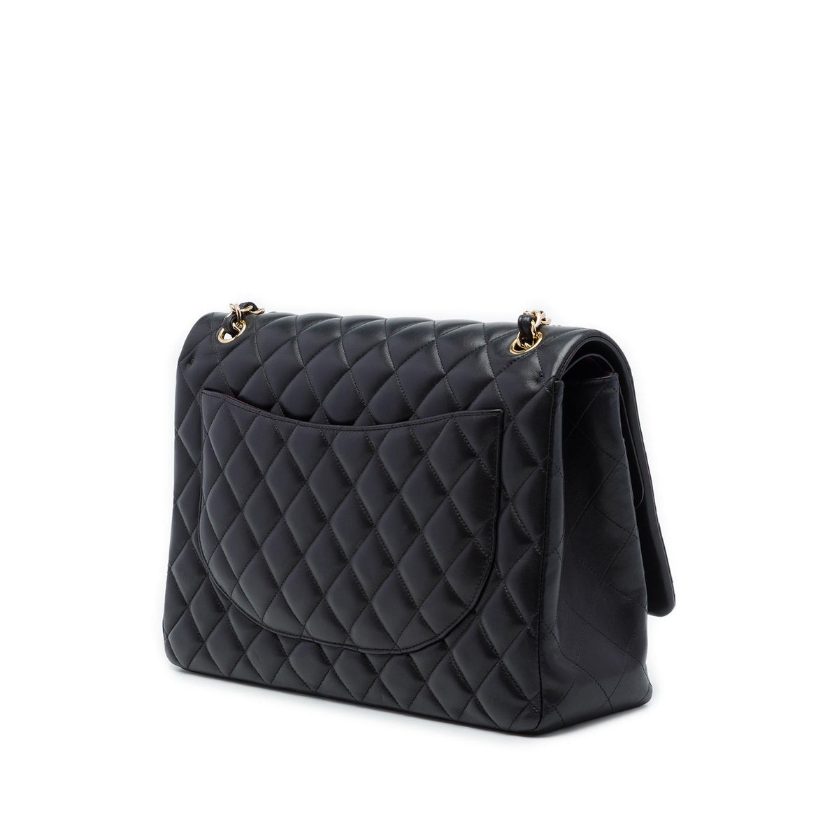 Chanel Maxi Classic Lambskin Double Flap Shoulder Bag - Black