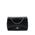 Chanel Maxi Classic Patent Double Flap Shoulder Bag - Black