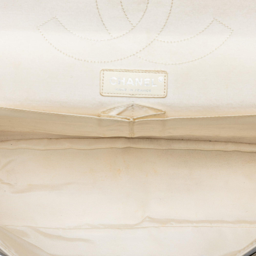 Chanel Maxi Embossed Calfskin 31 Rue Cambon Reissue 2.55 Double Flap Shoulder Bag - White