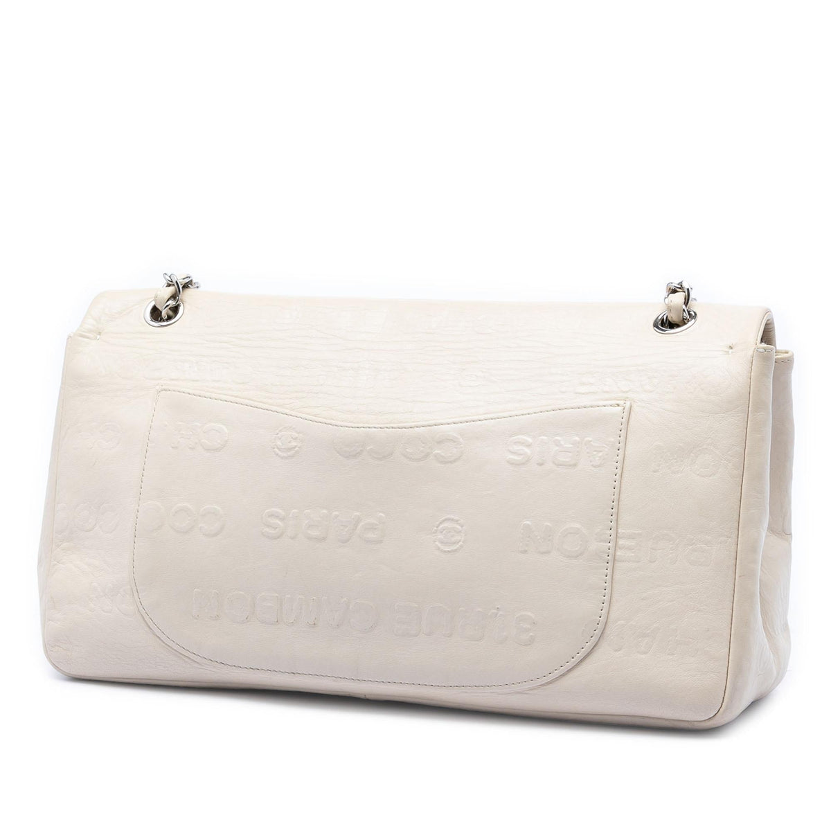 Chanel Maxi Embossed Calfskin 31 Rue Cambon Reissue 2.55 Double Flap Shoulder Bag - White