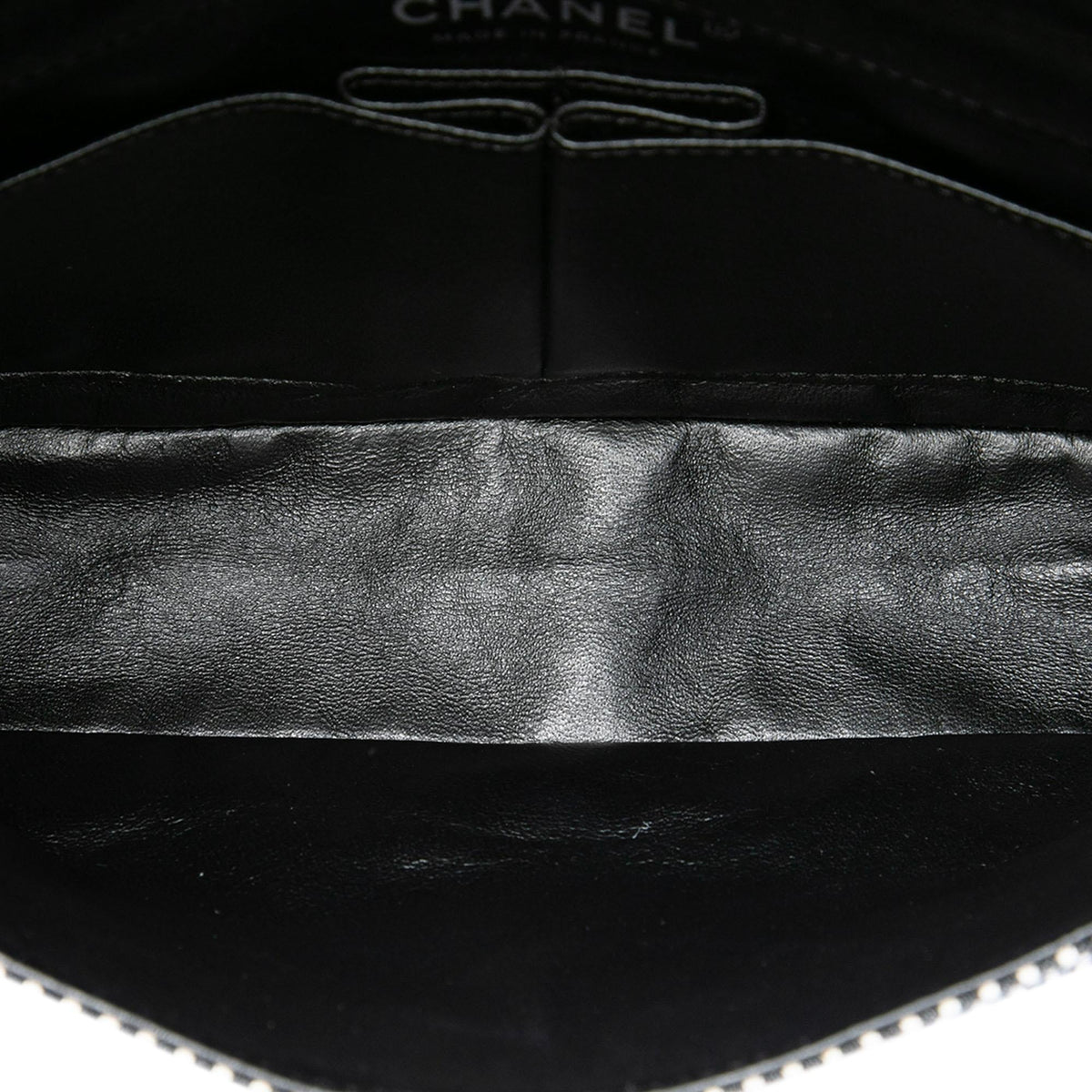 Chanel Medium Classic Canvas Sequin Stripes Double Flap Shoulder Bag - Black