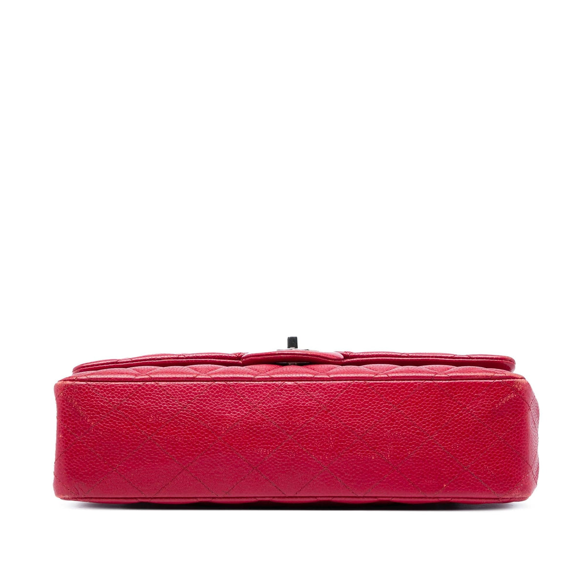 Chanel Medium Classic Caviar Double Flap Shoulder Bag - Red
