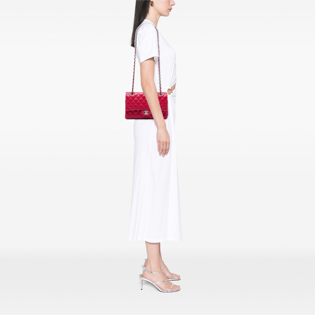 Chanel Medium Classic Caviar Double Flap Shoulder Bag - Red