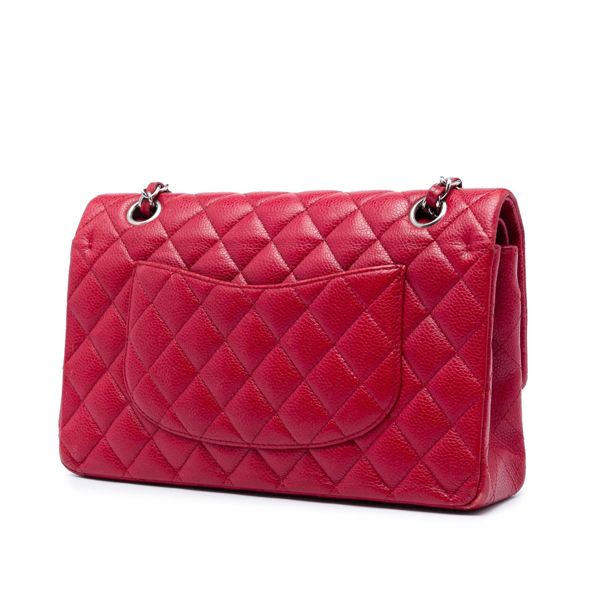 Chanel Medium Classic Caviar Double Flap Shoulder Bag - Red