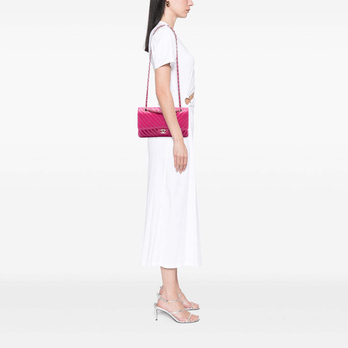 Chanel Medium Classic Chevron Lambskin Double Flap Shoulder Bag - Pink