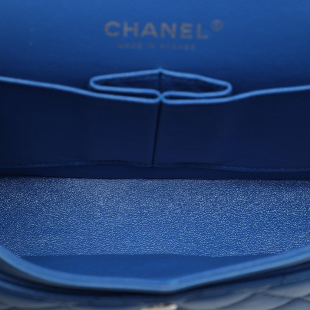 Chanel Medium Classic Lambskin Double Flap Shoulder Bag - Blue