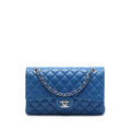 Chanel Medium Classic Lambskin Double Flap Shoulder Bag - Blue