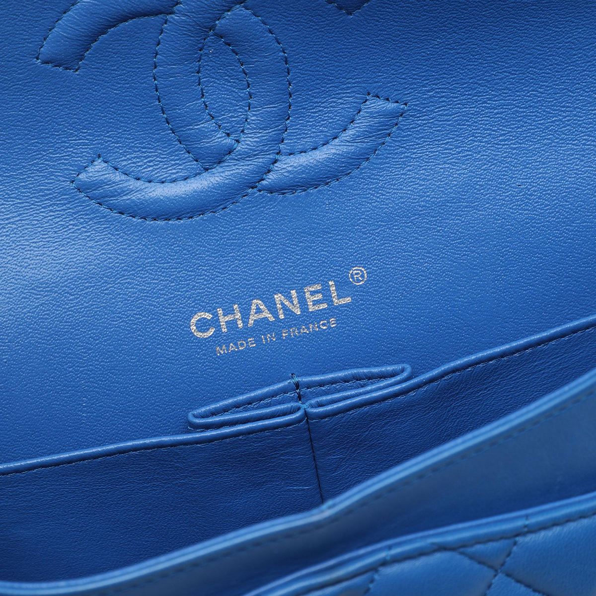 Chanel Medium Classic Lambskin Double Flap Shoulder Bag - Blue