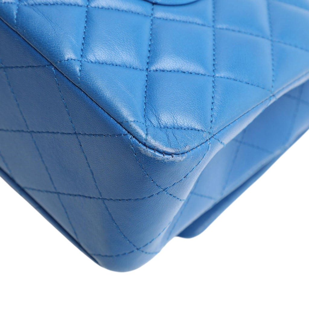 Chanel Medium Classic Lambskin Double Flap Shoulder Bag - Blue