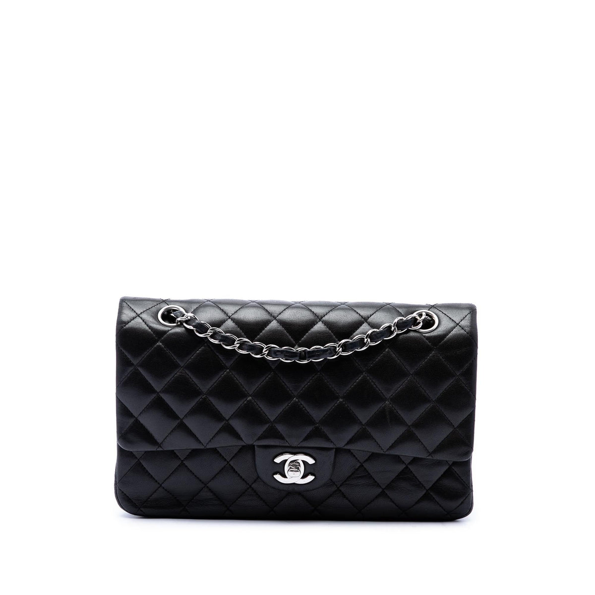 Chanel Medium Classic Lambskin Double Flap Shoulder Bag - Black