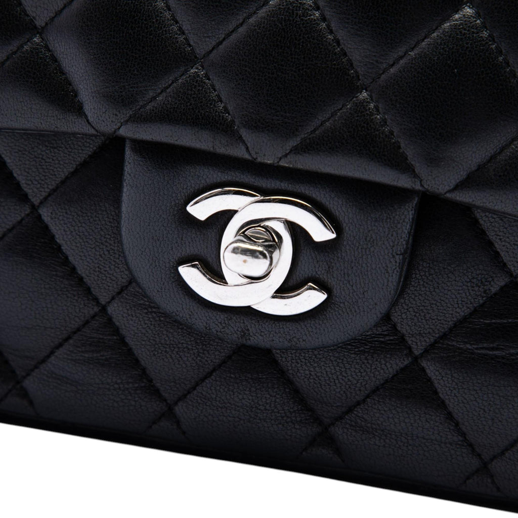 Chanel Medium Classic Lambskin Double Flap Shoulder Bag - Black