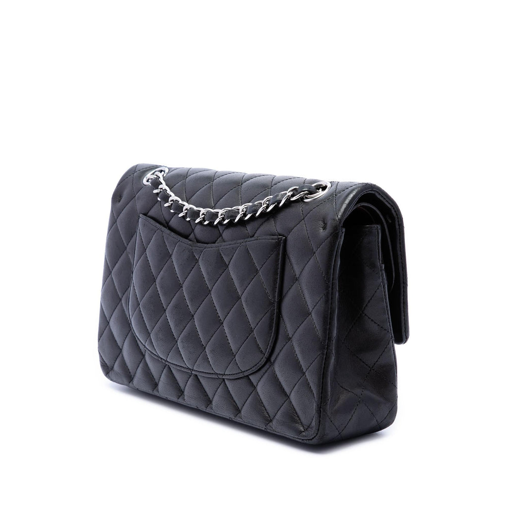 Chanel Medium Classic Lambskin Double Flap Shoulder Bag - Black