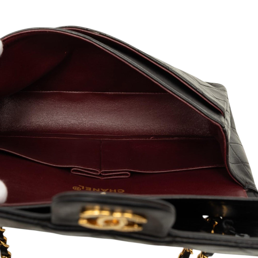 Chanel Medium Classic Lambskin Double Flap Shoulder Bag - Black