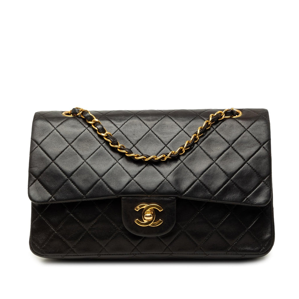 Chanel Medium Classic Lambskin Double Flap Shoulder Bag - Black