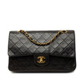 Chanel Medium Classic Lambskin Double Flap Shoulder Bag - Black