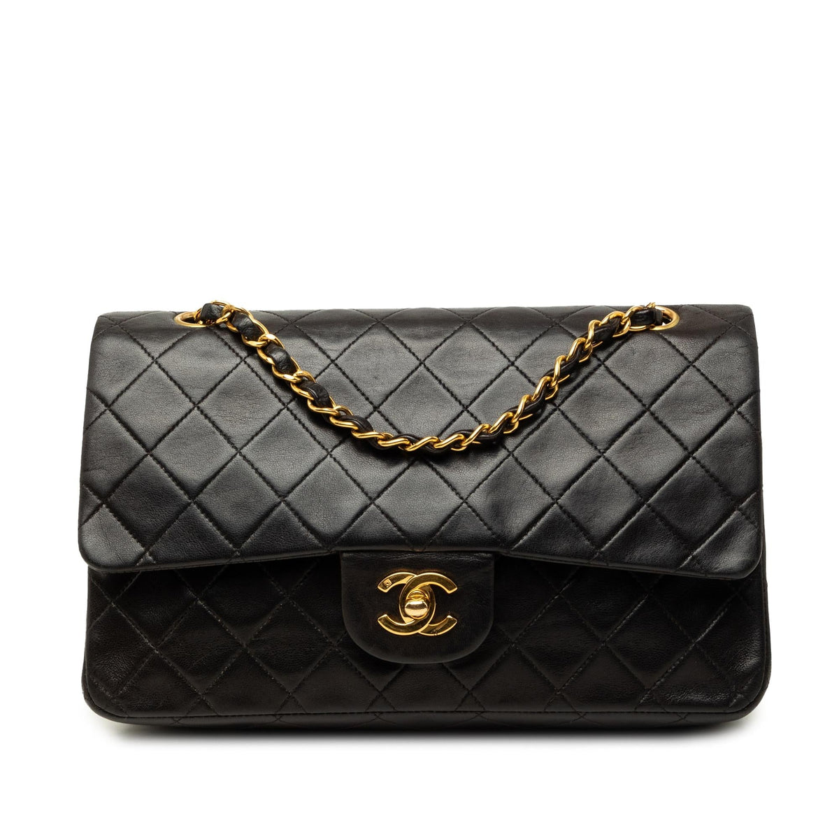 Chanel Medium Classic Lambskin Double Flap Shoulder Bag - Black