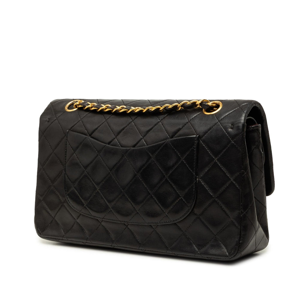Chanel Medium Classic Lambskin Double Flap Shoulder Bag - Black