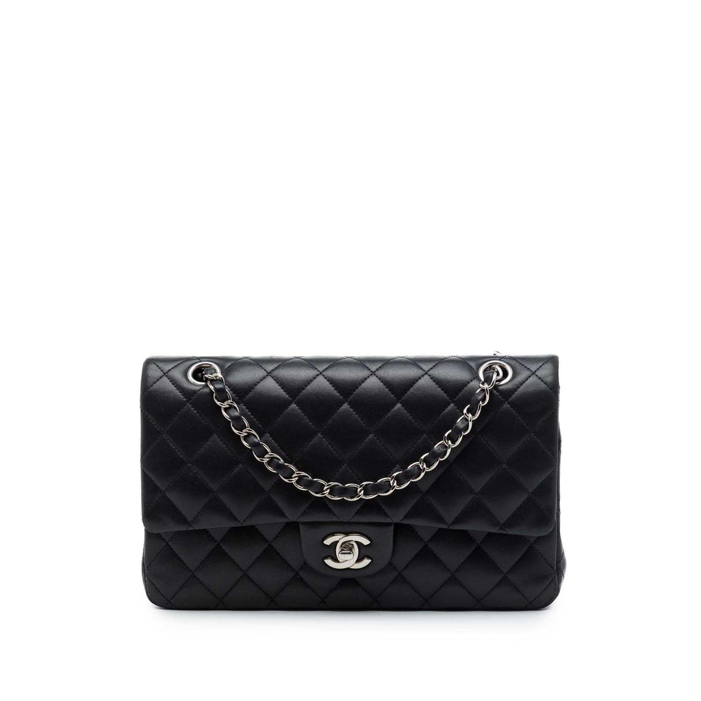 Chanel Medium Classic Lambskin Double Flap Shoulder Bag - Black
