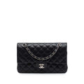 Chanel Medium Classic Lambskin Double Flap Shoulder Bag - Black