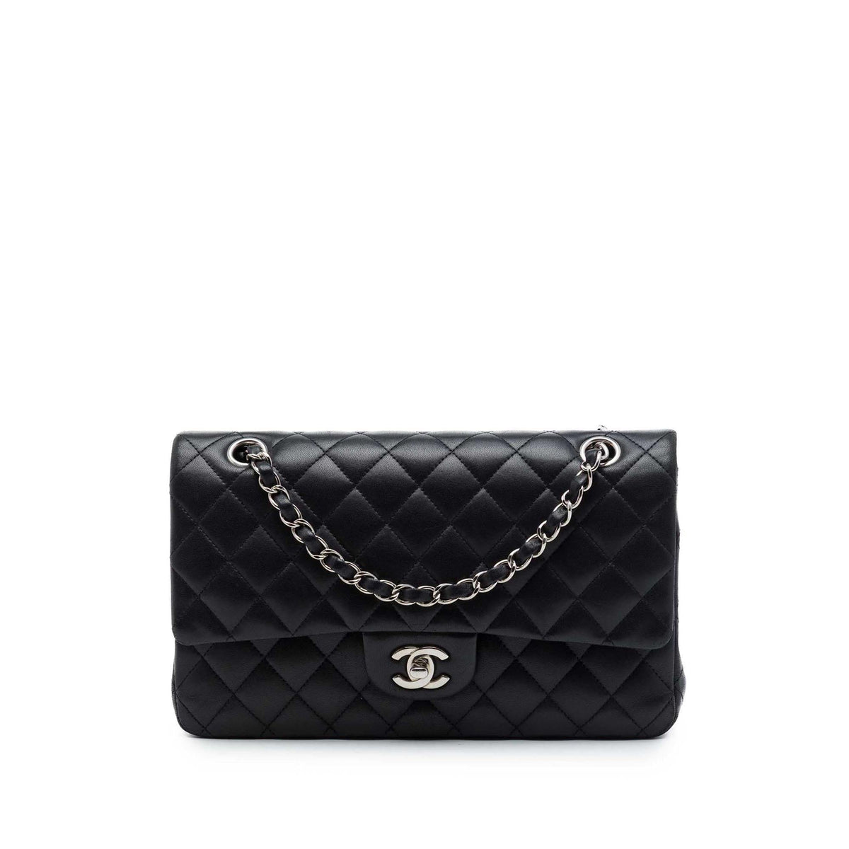 Chanel Medium Classic Lambskin Double Flap Shoulder Bag - Black