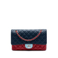Chanel Medium Classic Tricolor Lambskin Double Flap Shoulder Bag - Blue