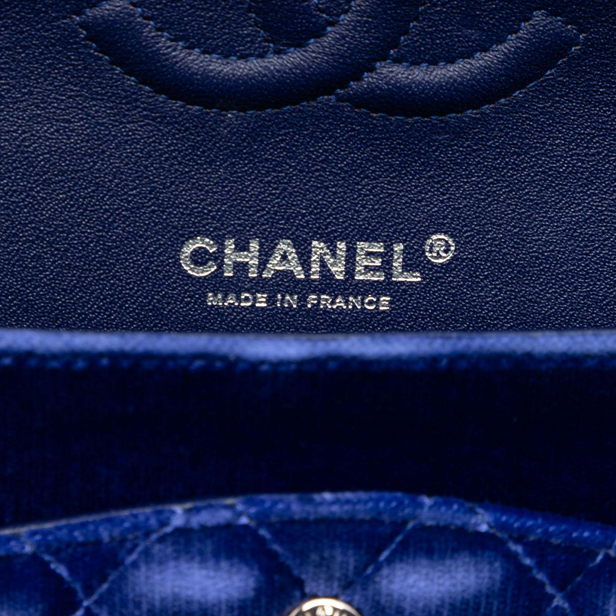 Chanel Medium Classic Velvet Double Flap Shoulder Bag - Blue