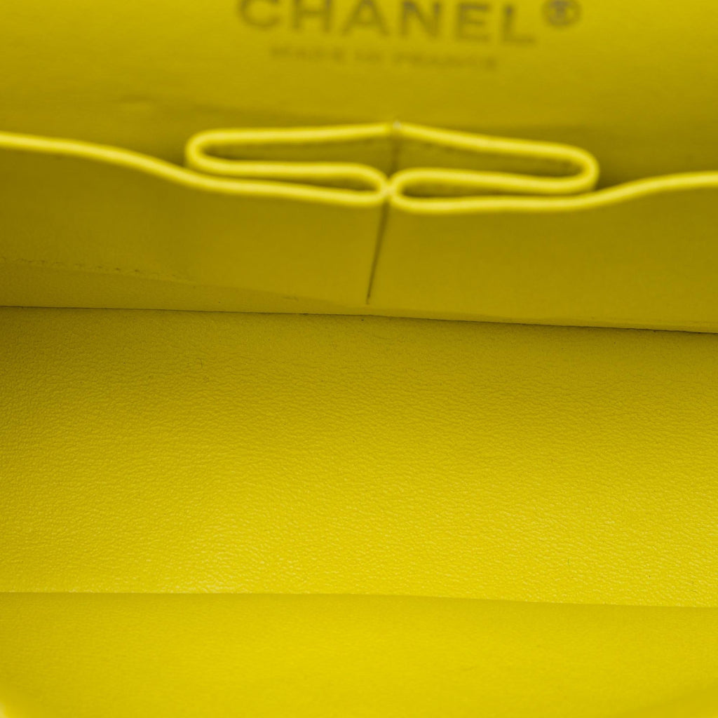 Chanel Medium Classic Velvet Double Flap Shoulder Bag - Yellow