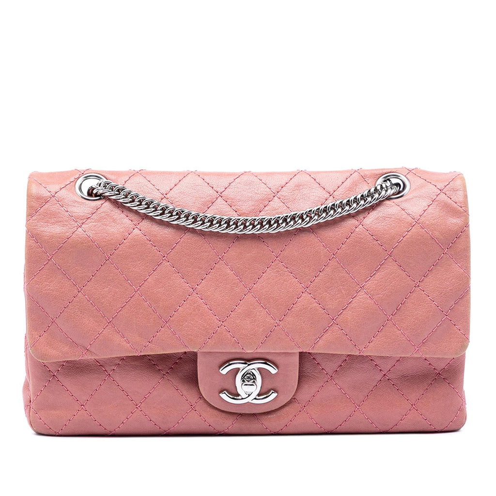 Chanel Medium Classic Washed Lambskin Bijoux Chain Double Flap Shoulder Bag - Pink