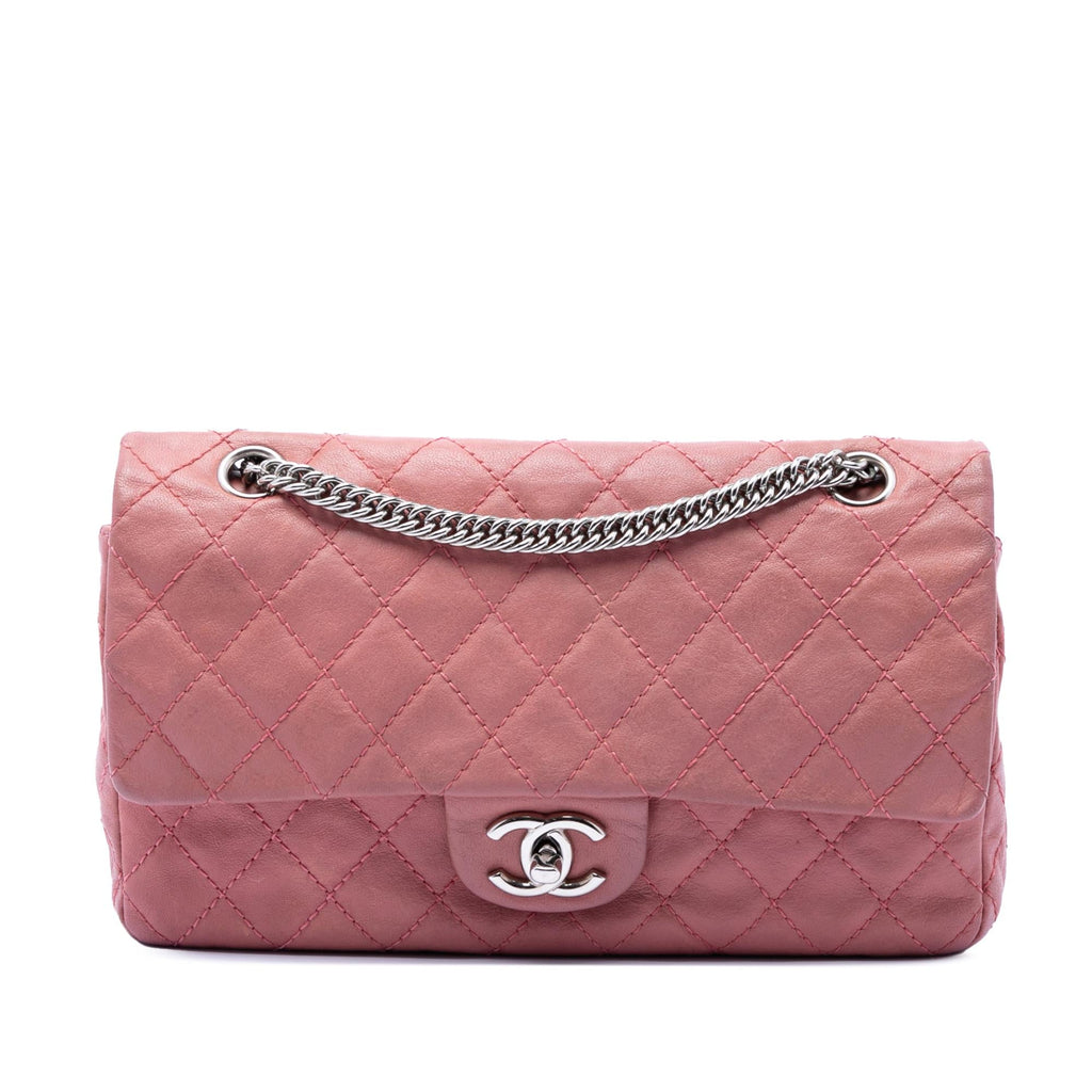 Chanel Medium Classic Washed Lambskin Bijoux Chain Double Flap Shoulder Bag - Pink