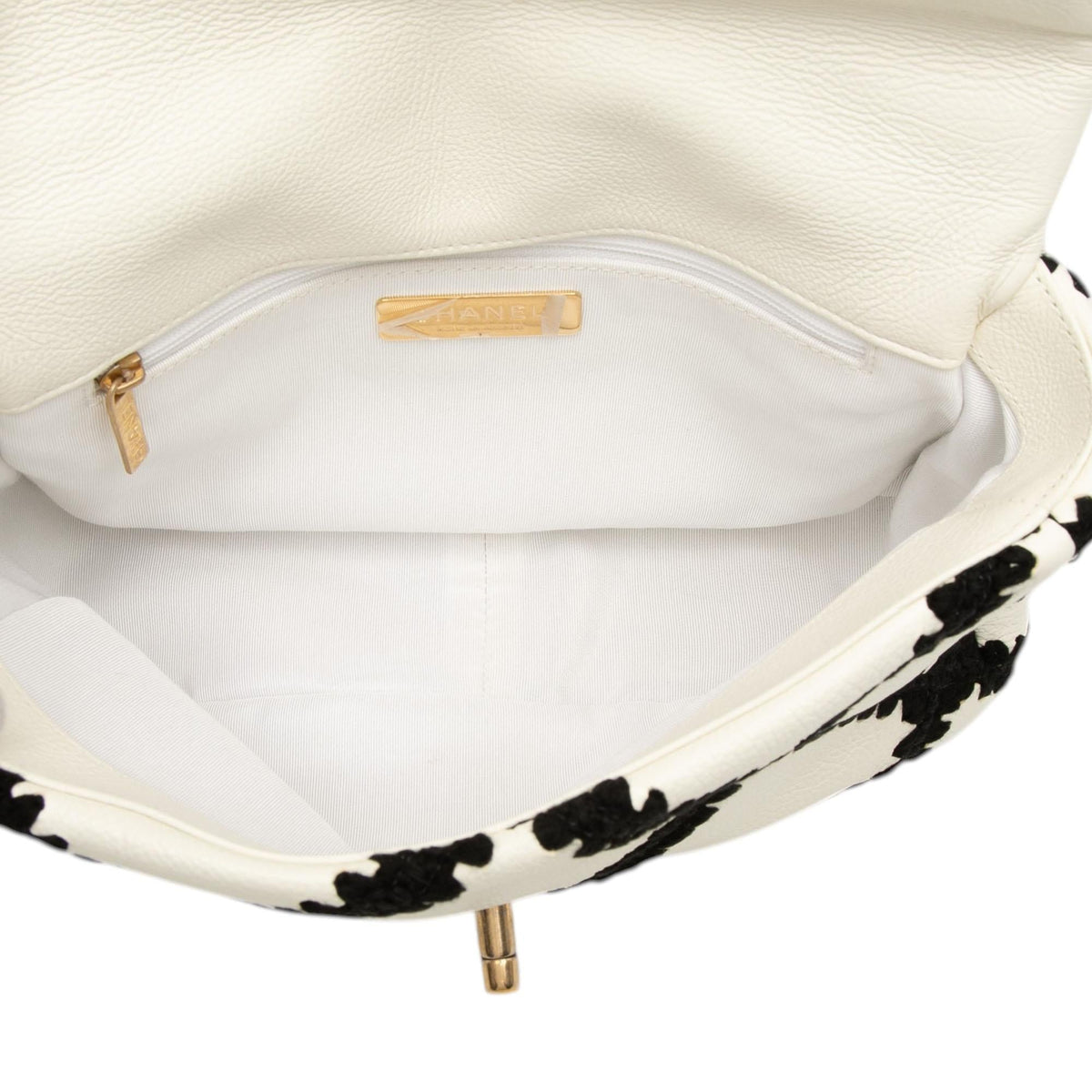 Chanel Medium Crochet Calfskin 19 Flap Satchel - White