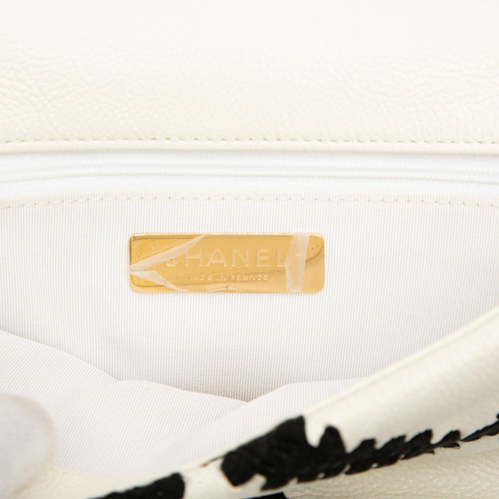 Chanel Medium Crochet Calfskin 19 Flap Satchel - White