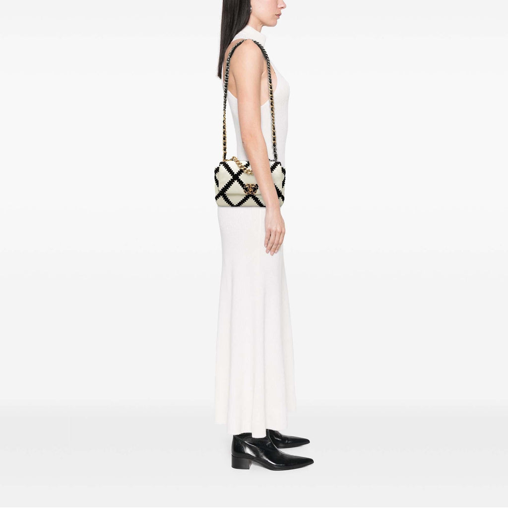 Chanel Medium Crochet Calfskin 19 Flap Satchel - White