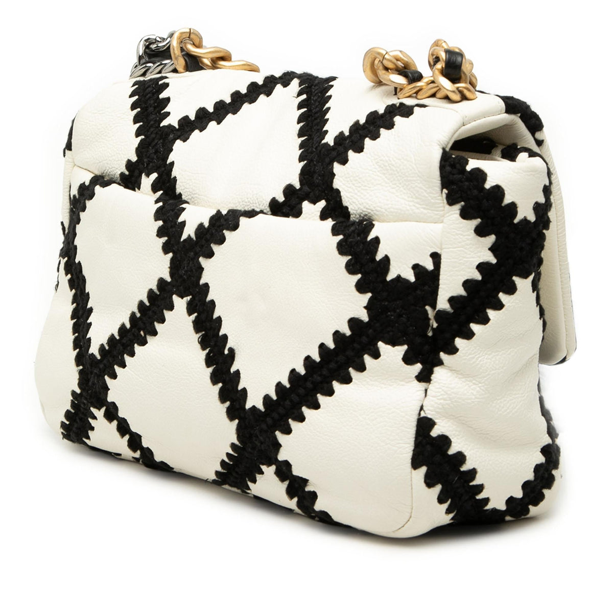 Chanel Medium Crochet Calfskin 19 Flap Satchel - White