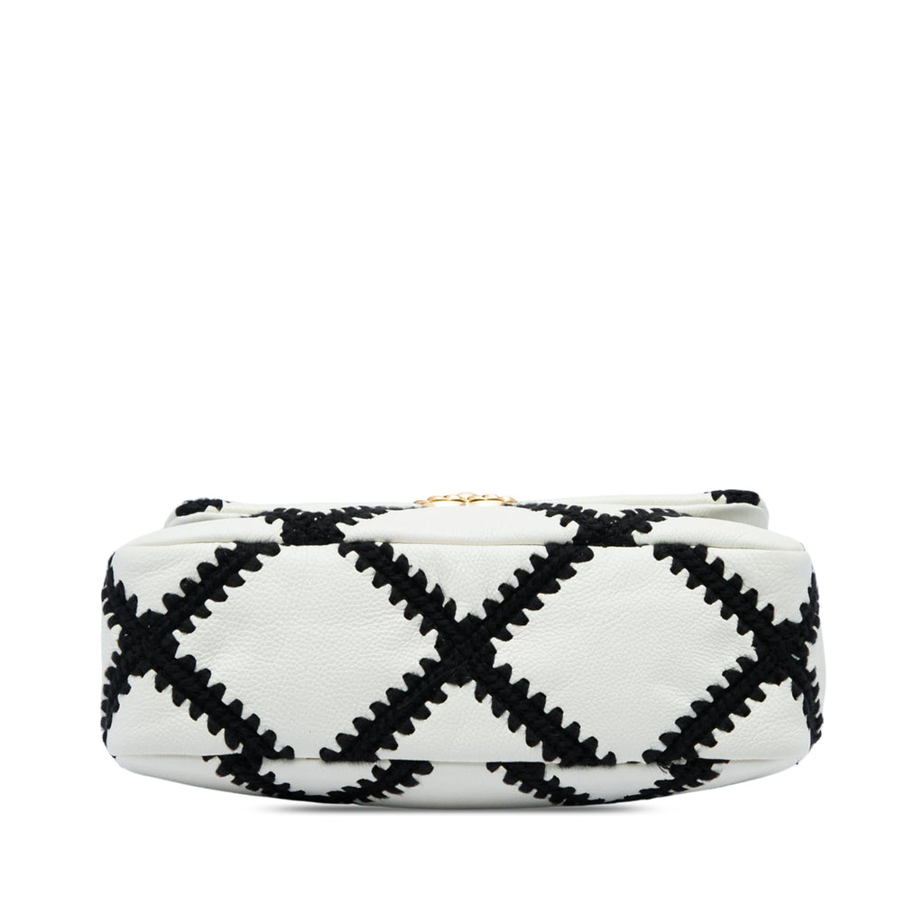 Chanel Medium Crochet Calfskin 19 Flap Satchel - White