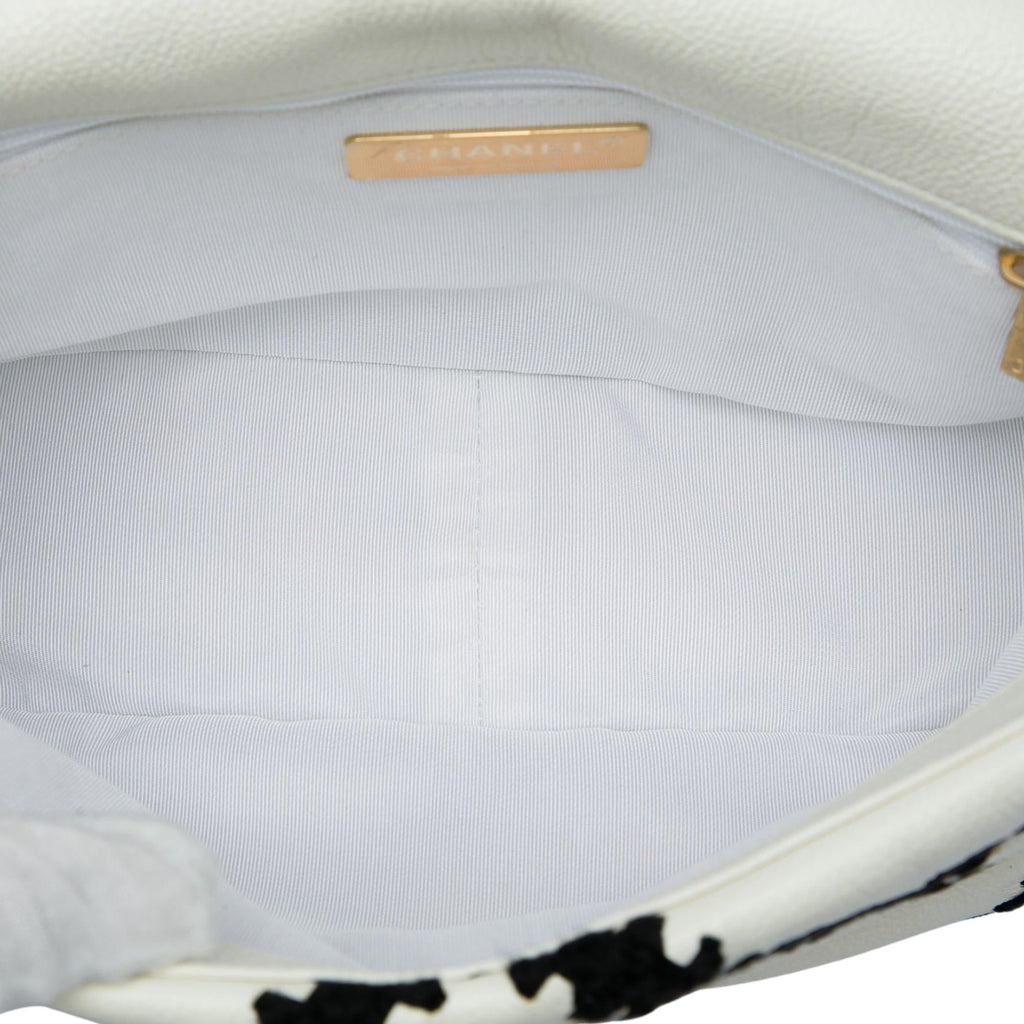 Chanel Medium Crochet Calfskin 19 Flap Satchel - White