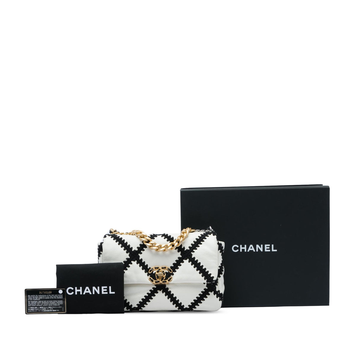 Chanel Medium Crochet Calfskin 19 Flap Satchel - White