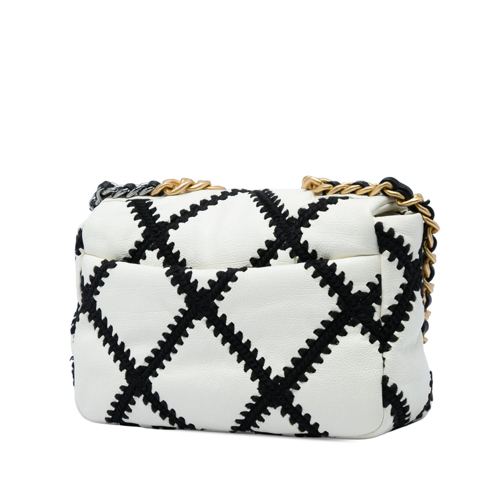 Chanel Medium Crochet Calfskin 19 Flap Satchel - White
