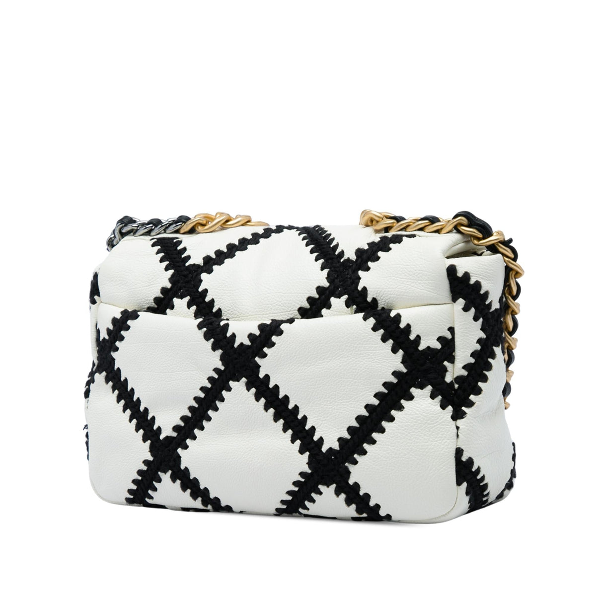 Chanel Medium Crochet Calfskin 19 Flap Satchel - White