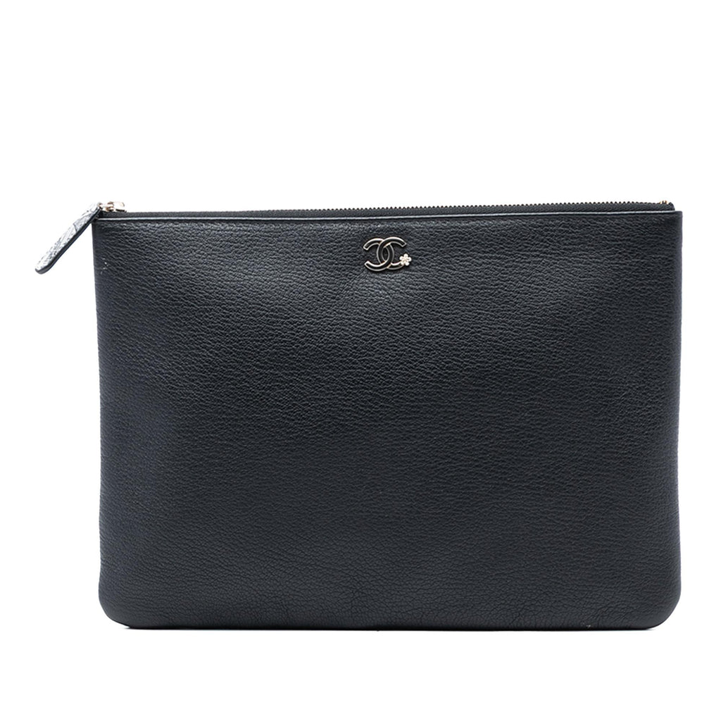 Chanel Medium Goatskin Lucky Clover O Case Clutch - Black